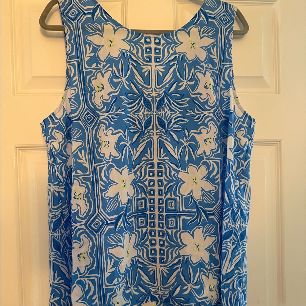 Lilly Pulitzer Iona Sleeveless Top Lunar Blue XL My Flutter Half